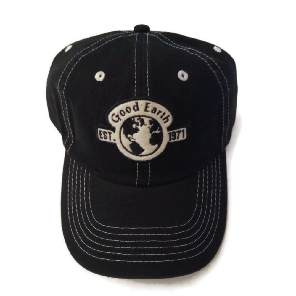 Good Earth Logo Black Strapback Dad Ball Cap